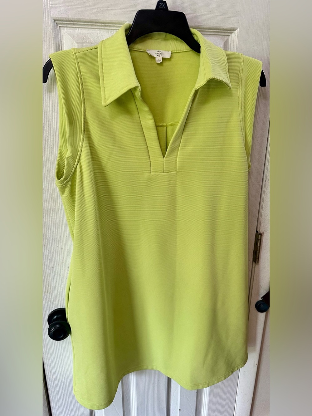 Entro Sleeveless Polo Tank Dress in Lime Green, Large
